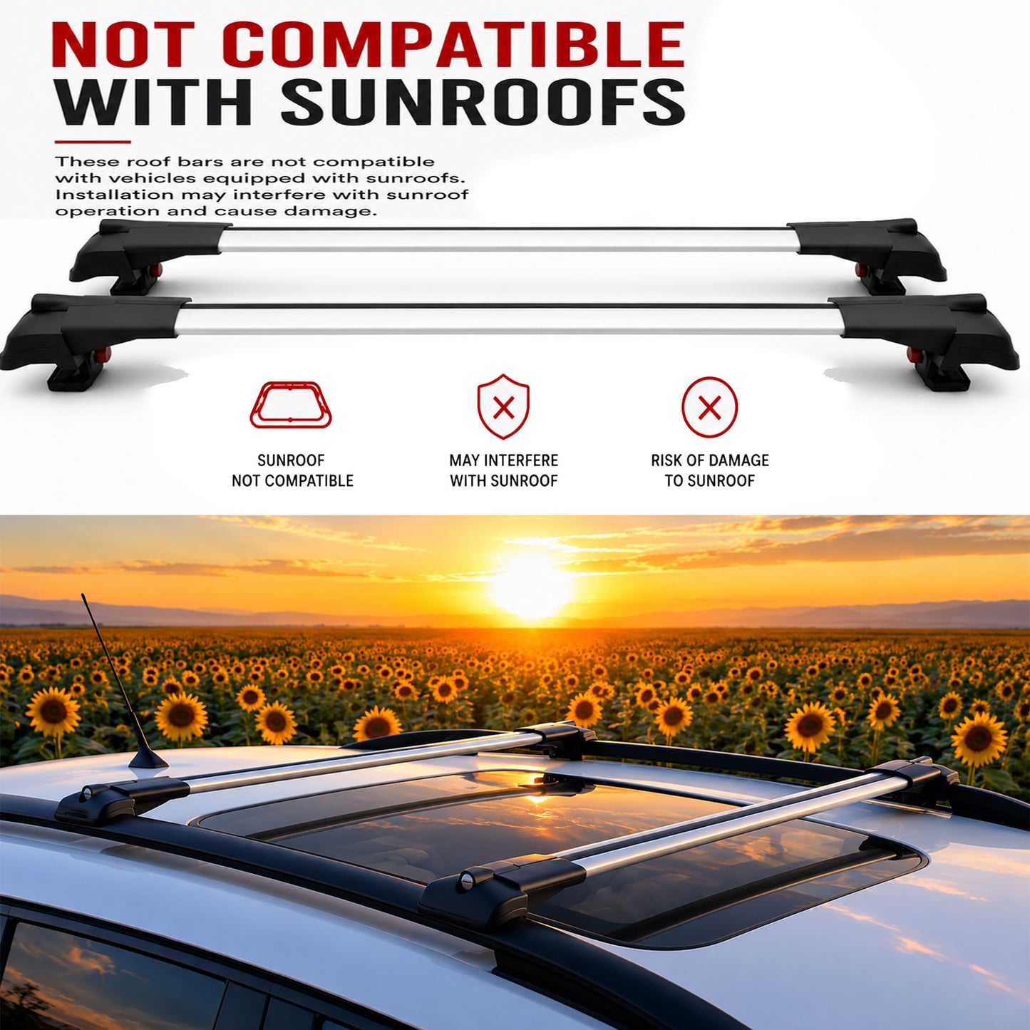 2X Roof Bars for Volkswagen T-Roc 2019-2025 Lockable Roof Rack Cross Bars Grey - image 3