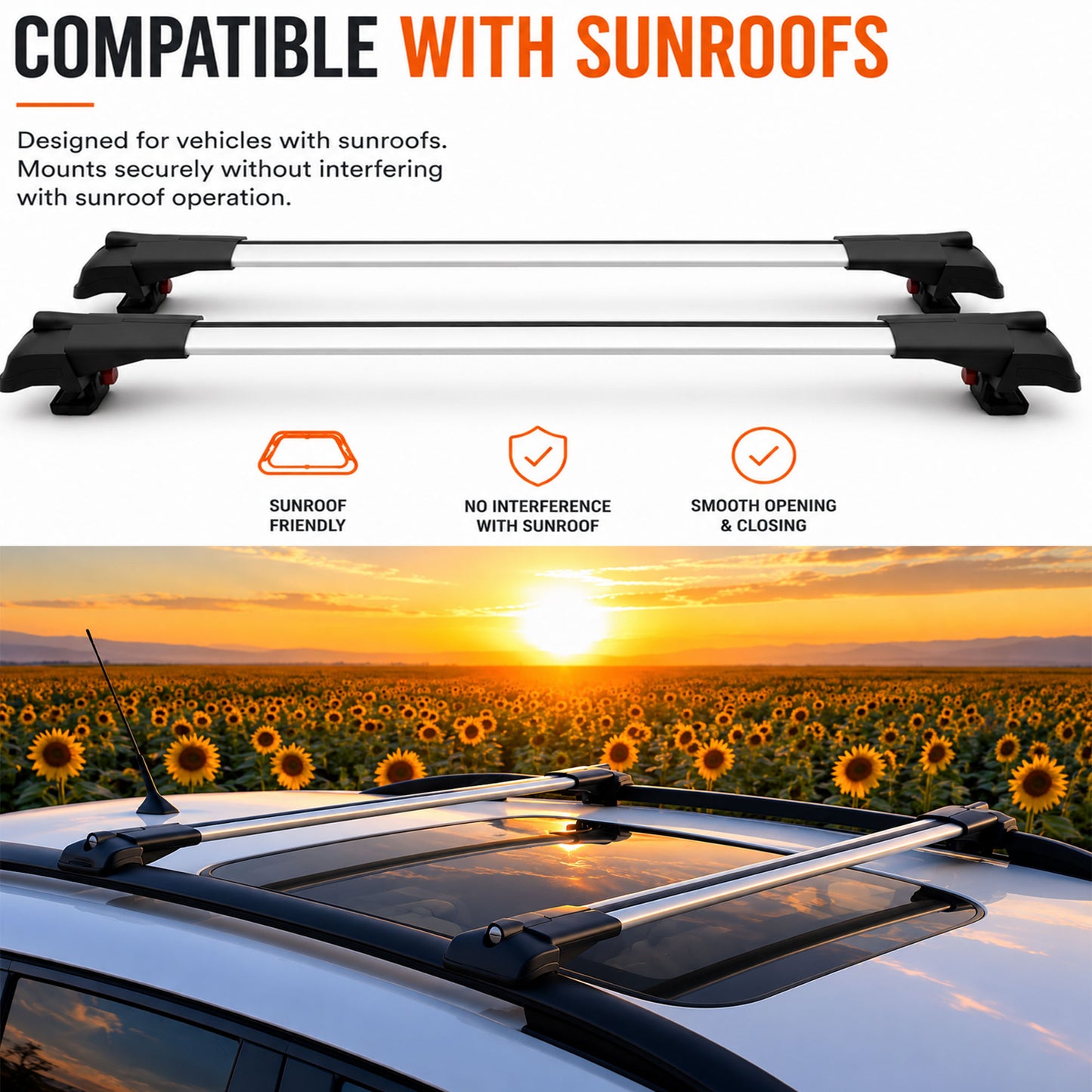 2X Roof Bars for Volvo Xc90 Momentum 2015-2018 Lockable Roof Rack Cross Bar Grey - image 3