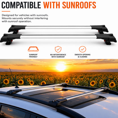 2X Roof Bars for Volvo Xc90 Momentum 2015-2018 Lockable Roof Rack Cross Bar Grey - image 3