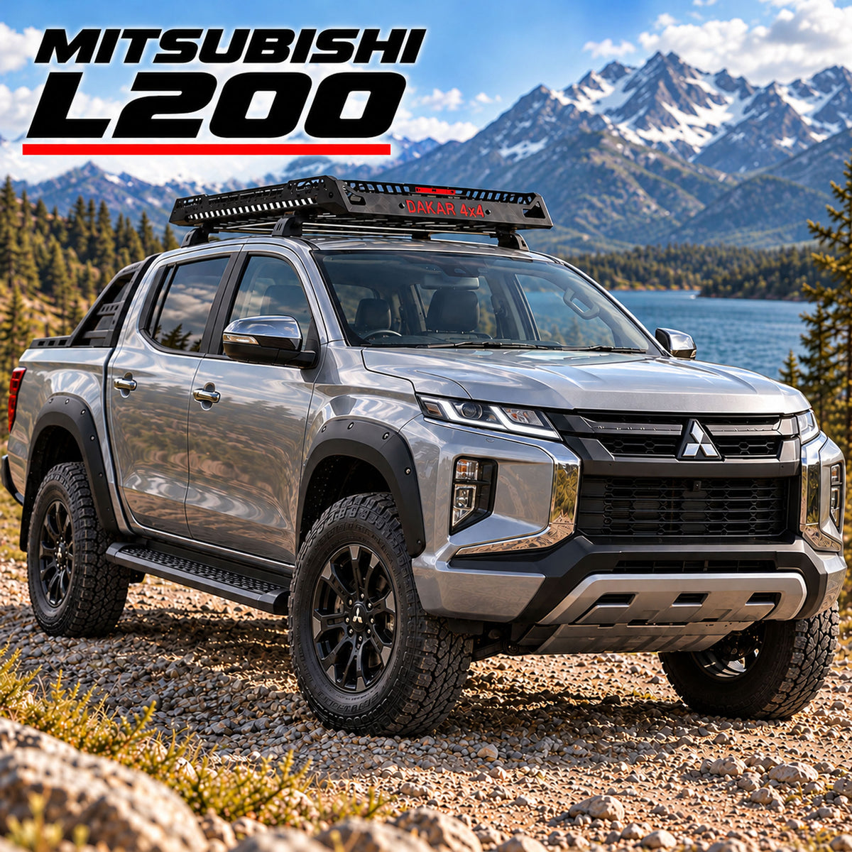 Mitsubishi L200 roof rack basket, 120 x 100 cm black steel - view 2