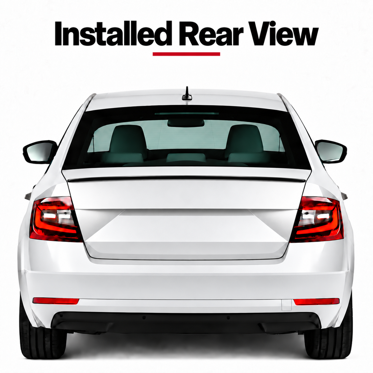 Skoda Octavia III slim piano black boot lip spoiler installed
