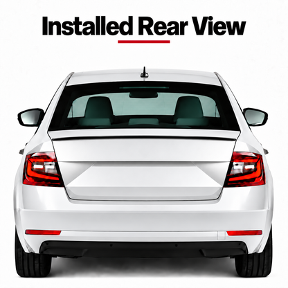 Skoda Octavia III slim piano black boot lip spoiler installed