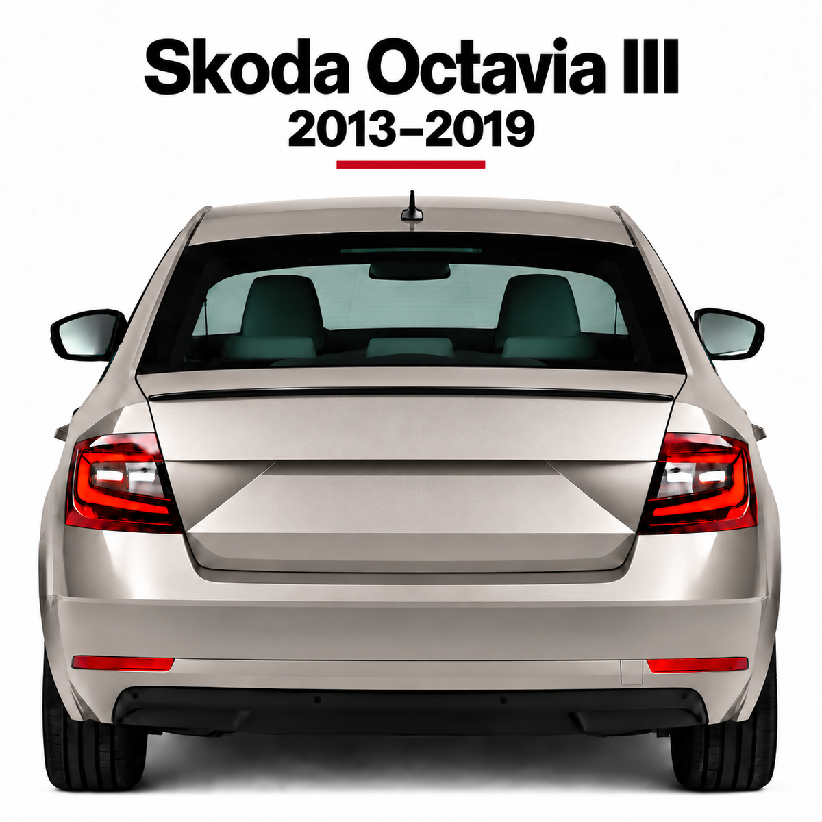 Skoda Octavia III slim piano black boot lip spoiler installed