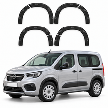 8-piece matte black wheel arch trim set with illustrative Opel Vauxhall Combo installation