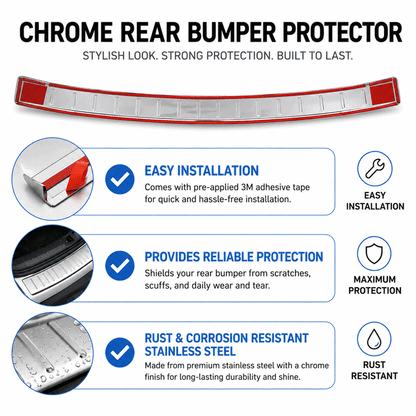 Chrome Rear Bumper Protector for Nissan X-Trail & Rogue 2017-2020, Sill Guard - image 3