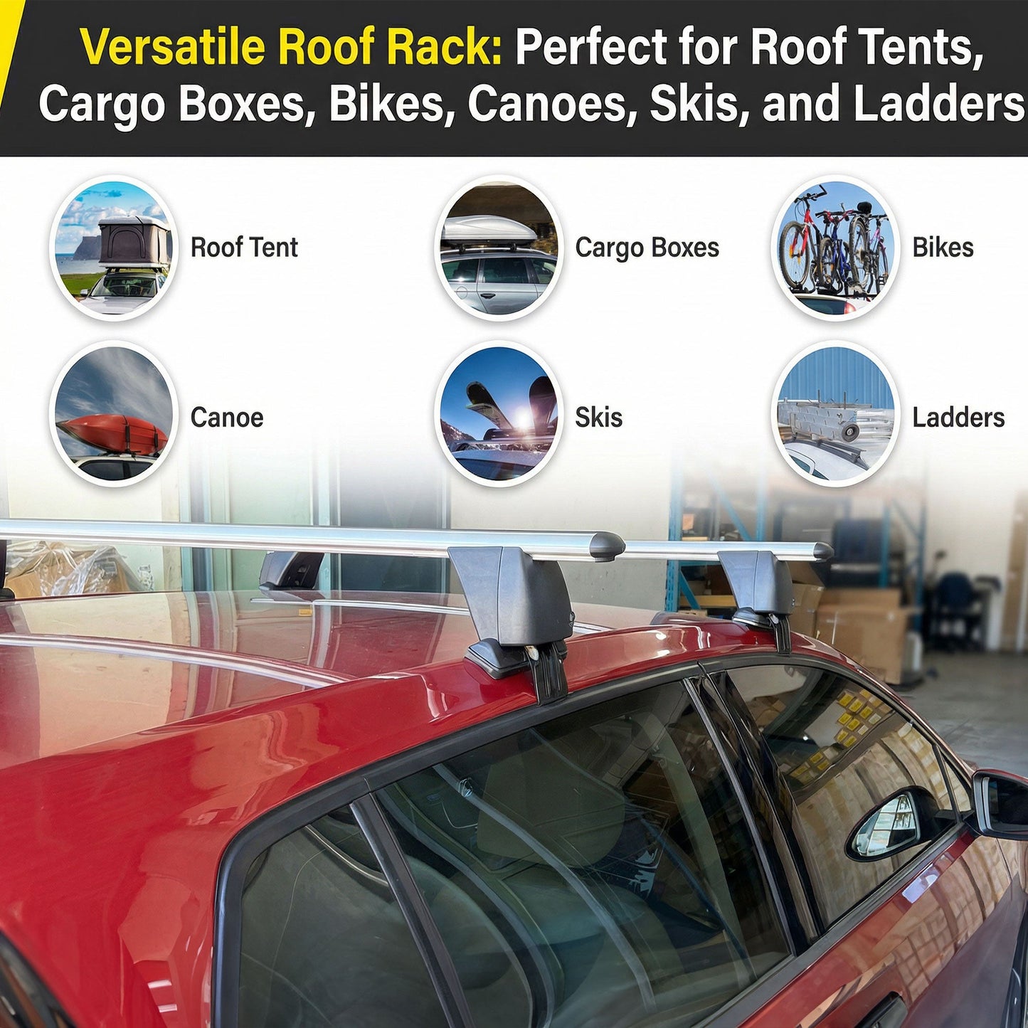 Roof Bars For Cars Without Rails For Ford C-Max II 2010-2019 Lockable Black 2 Pcs