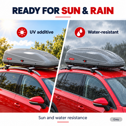 Rich 390 L roof box — grey — sun water