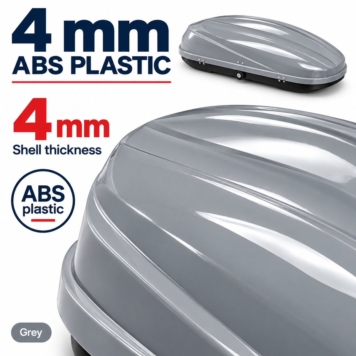 Rich 390 L roof box — grey — abs material