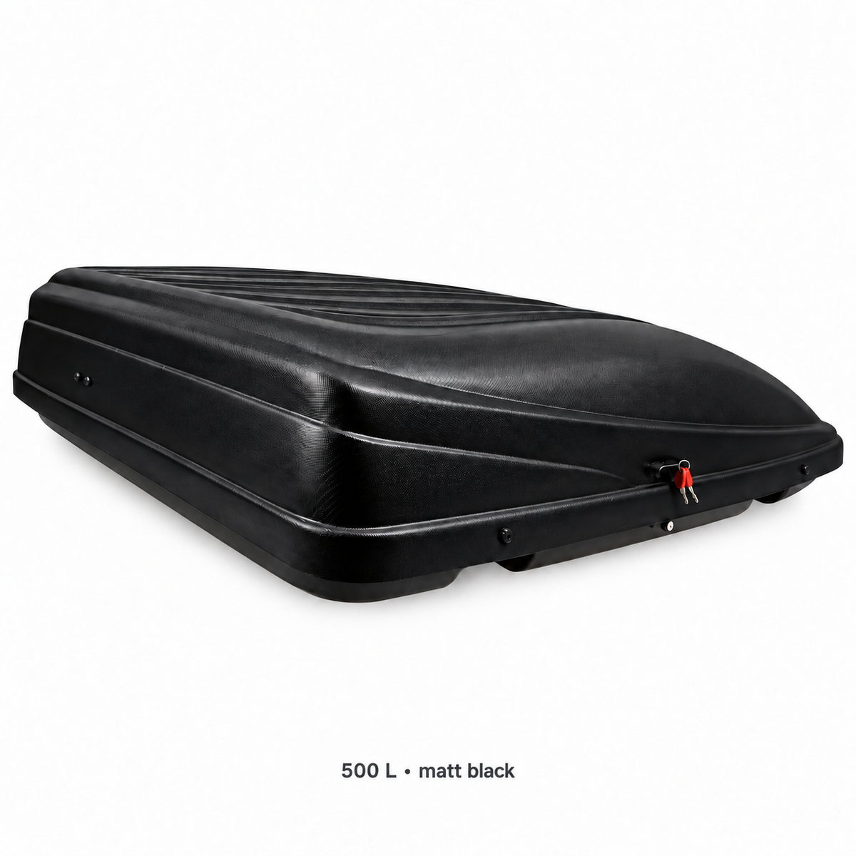 500 L roof box — matt black — angle — adapted product photograph