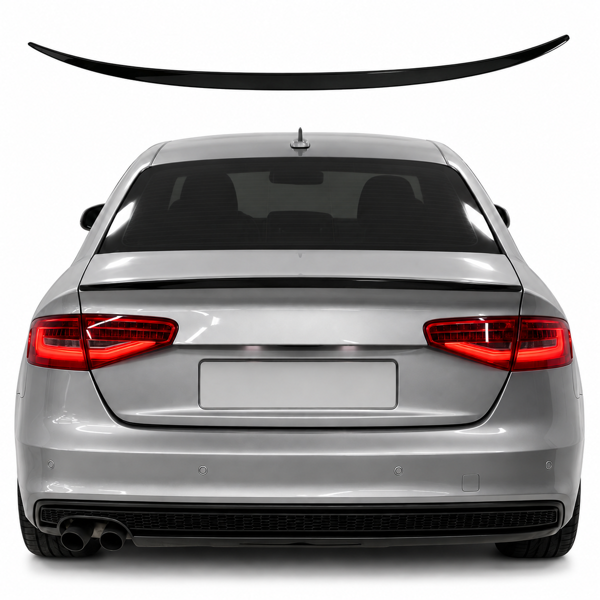 Audi A4 Sedan piano black spoiler installed view