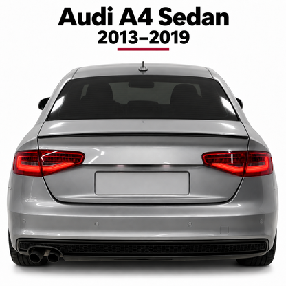Audi A4 Sedan piano black spoiler installed view