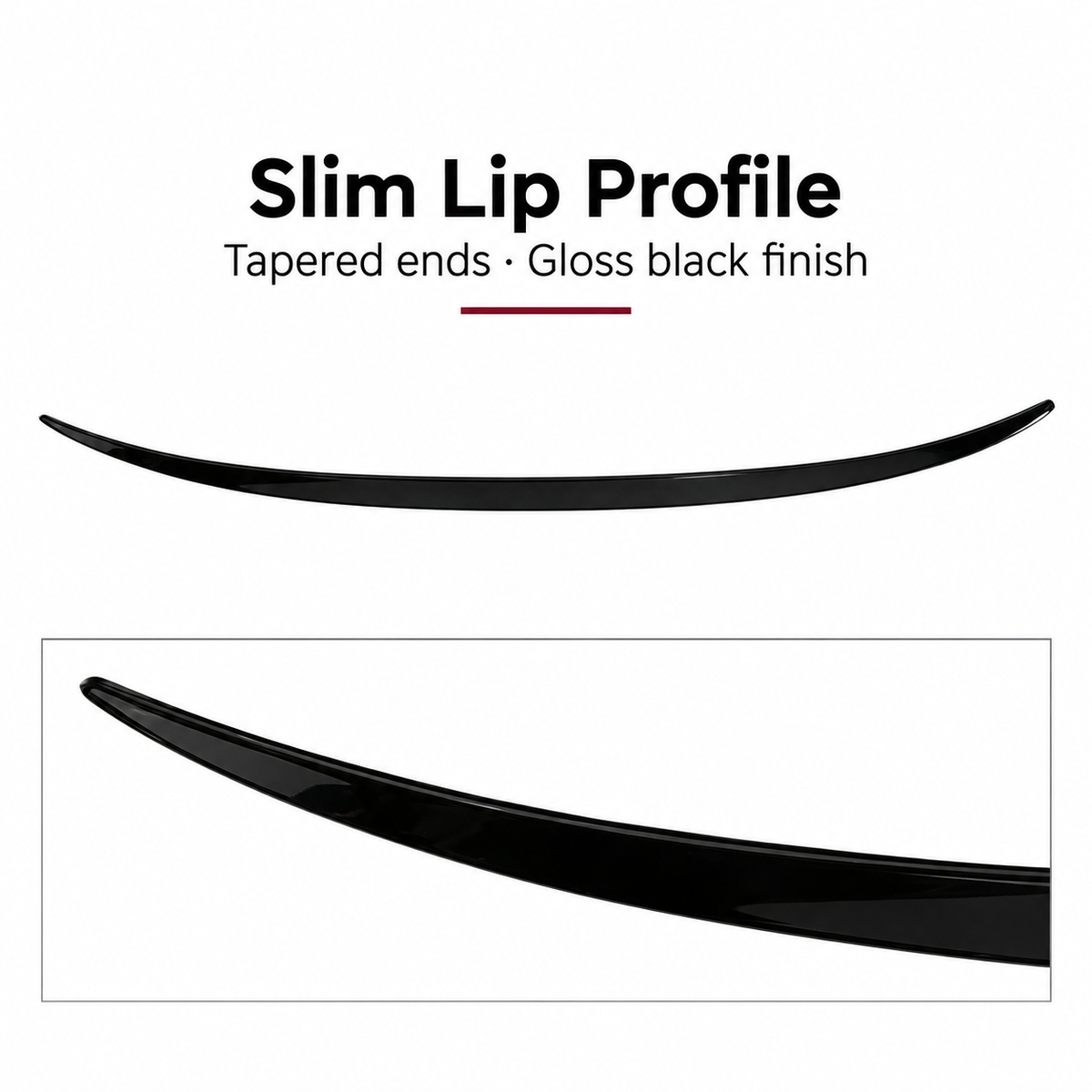 Piano black boot lip spoiler slim profile