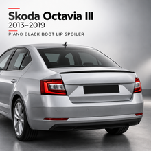 Skoda Octavia III piano black spoiler installed view