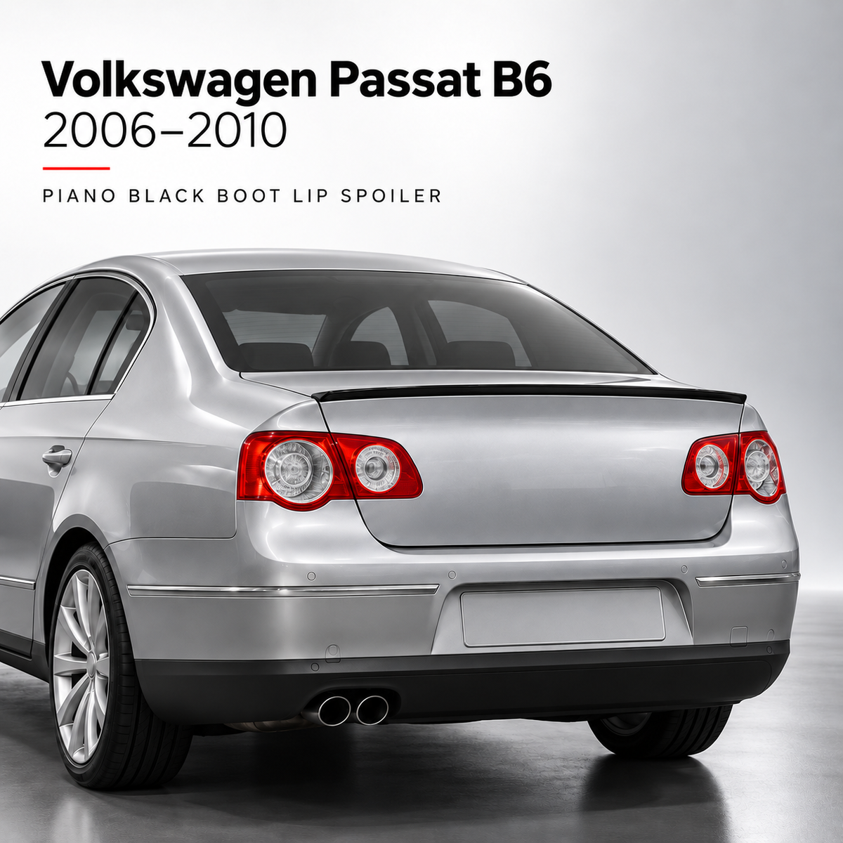 Volkswagen Passat B6 piano black spoiler installed view