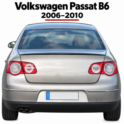 Volkswagen Passat B6 piano black spoiler installed view
