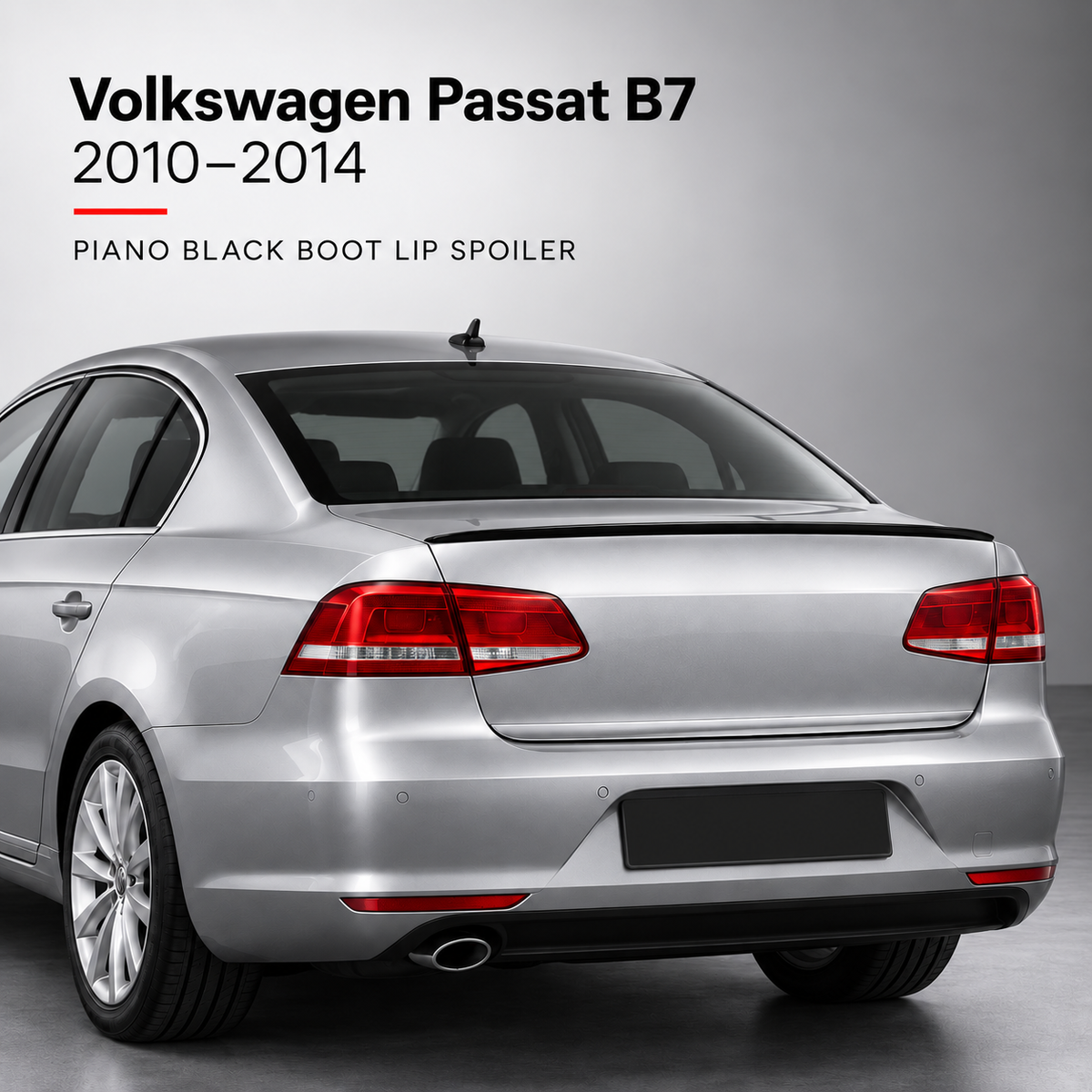 Volkswagen Passat B7 piano black spoiler installed view