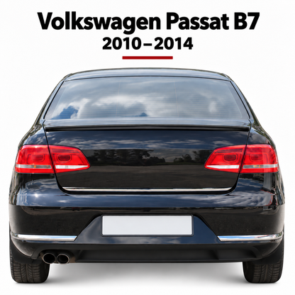 Volkswagen Passat B7 piano black spoiler installed view