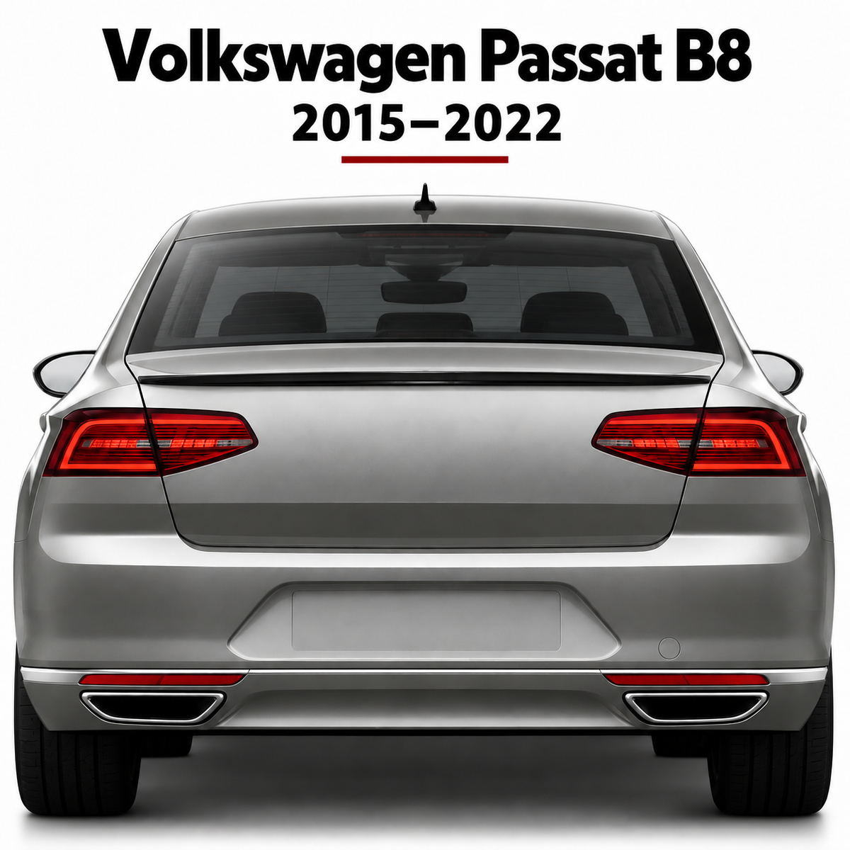 Volkswagen Passat B8 piano black spoiler installed view