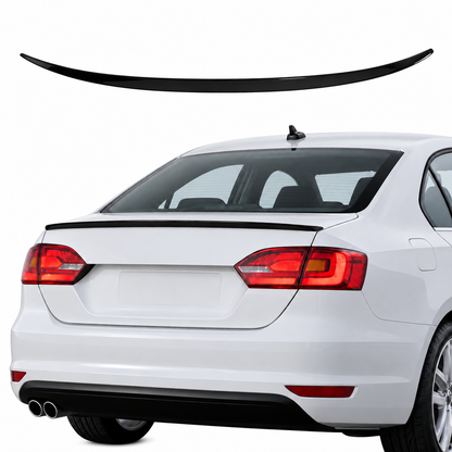 Volkswagen Jetta piano black spoiler installed view