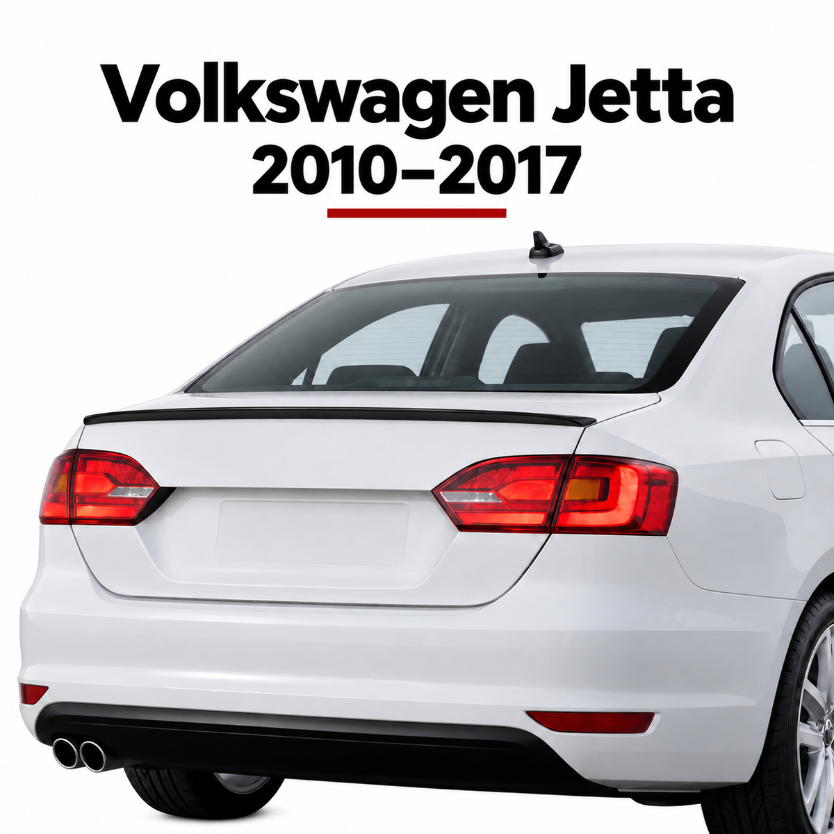 Volkswagen Jetta piano black spoiler installed view