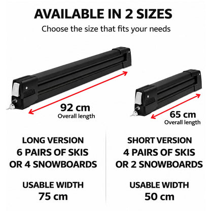 Premium Sliding Ski & Snowboard Roof Rack 65cm Universal 4 Skis/2 Boards Black