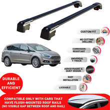 Roof Bars Rack for Ford S-Max 2015+ Lockable Rail Carrier 2 Pcs Black