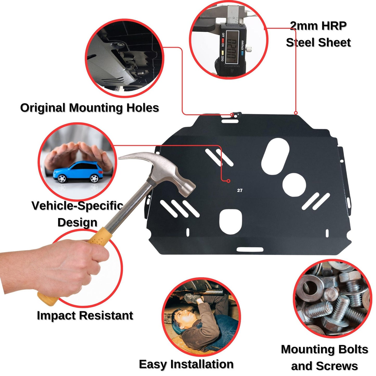 Steel Under Engine Cover for Toyota Corolla 2013-2019: Skid Plate Undertray