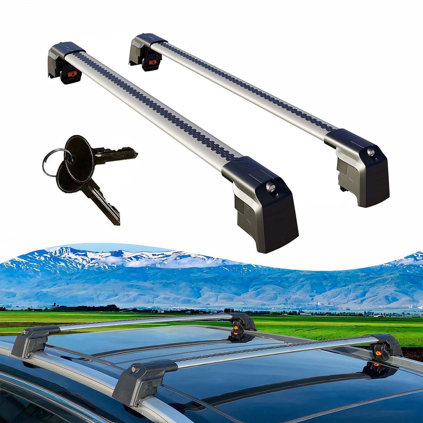 Roof Bars Rack for Hyundai Tucson 2021+ Lockable Rail Carrier 2 Pcs Grey