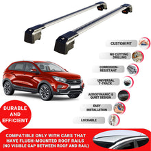 Roof Bars Rack for Lada Xray 2015+ Lockable Rail Carrier 2 Pcs Grey