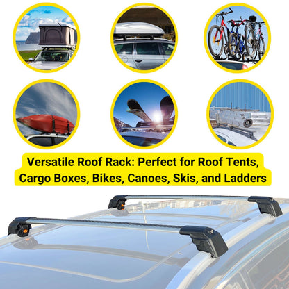 Roof Bars Rack for Hyundai Tucson 2021+ Lockable Rail Carrier 2 Pcs Grey