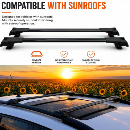 2X Roof Bars for Volvo Xc90 Momentum 2015-2018 Lockable Roof Rack Black - image 3