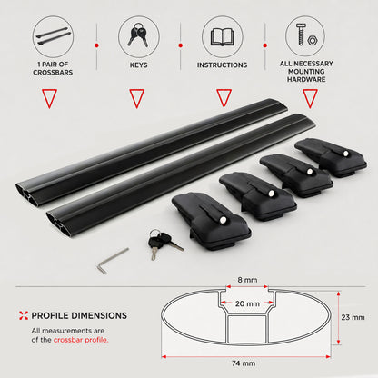 2X Roof Bars for Volvo Xc90 Momentum 2015-2018 Lockable Roof Rack Black - image 7