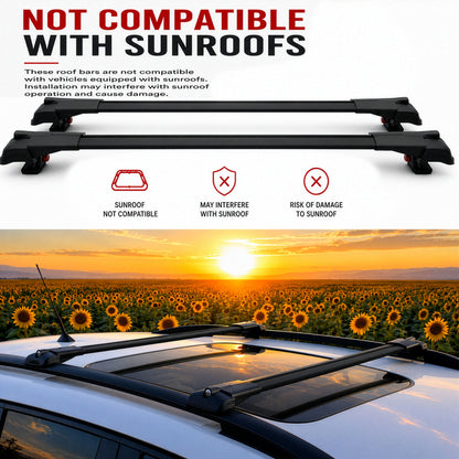 2X Roof Bars for Volkswagen T-Roc 2019-2025 Lockable Roof Rack Cross Bars Black - image 3