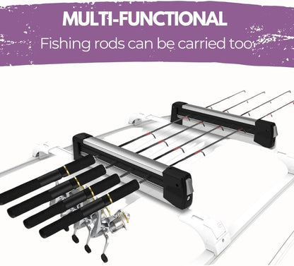 Premium Sliding Ski & Snowboard Roof Rack 90cm Universal 4 Skis/2 Boards Grey