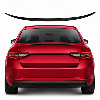 Rear Boot Lip Spoiler for Skoda Superb Mk3 Saloon 2015-2019 Gloss Black