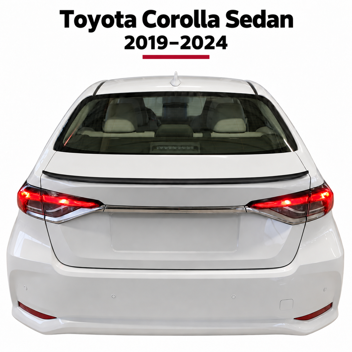 Toyota-Corolla spoiler mounted on top of boot lid