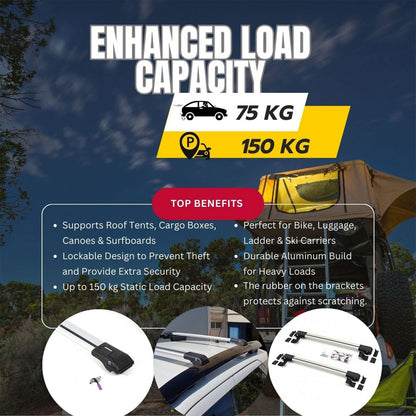 Roof Rack Cross Bars for Renault Trafic Bus 2015+ Lockable Roof Bars 2 Pcs Grey