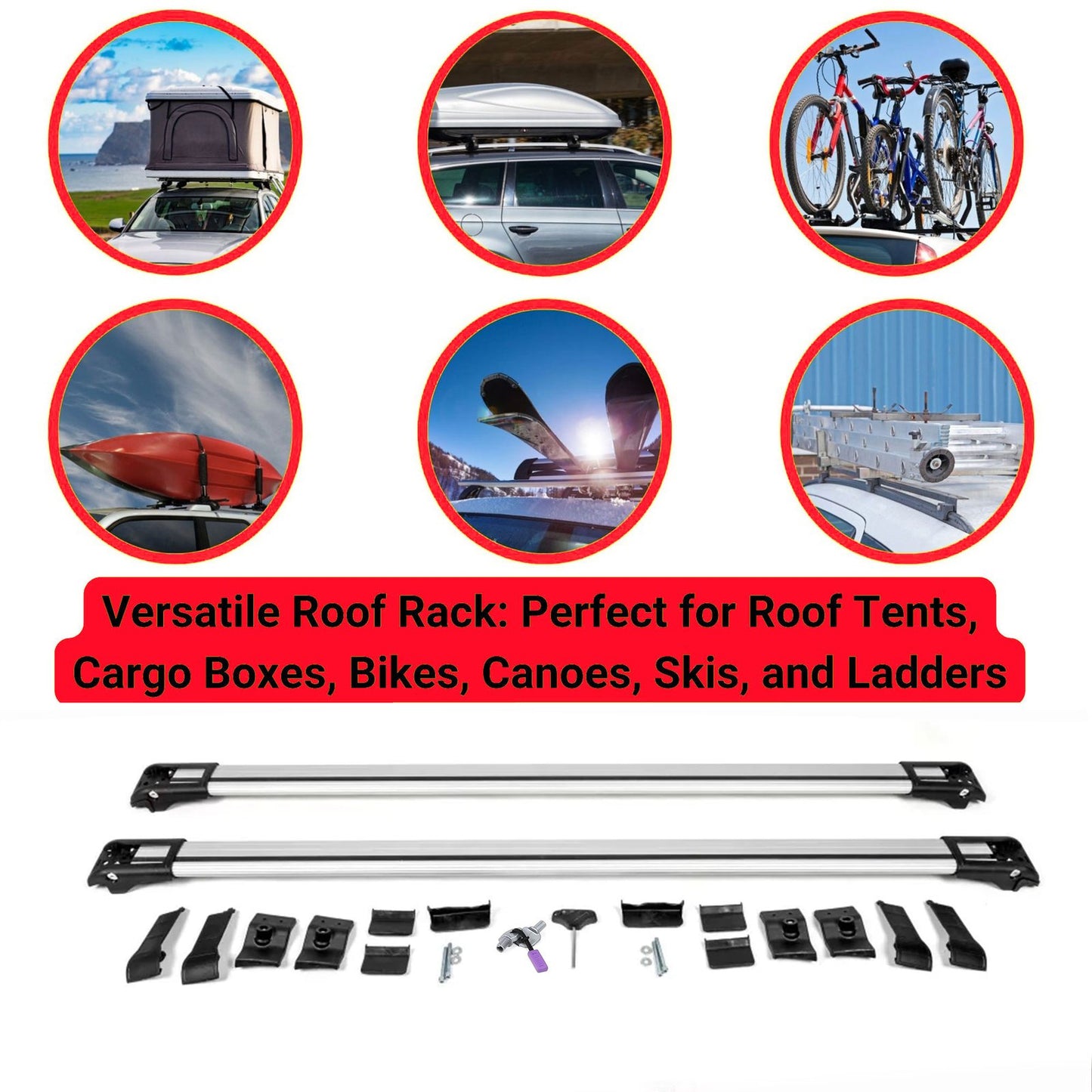 Roof Rack Cross Bars for Nissan Qashqai J11 2014-2021 Lockable Roof Bars 2 Pcs Grey