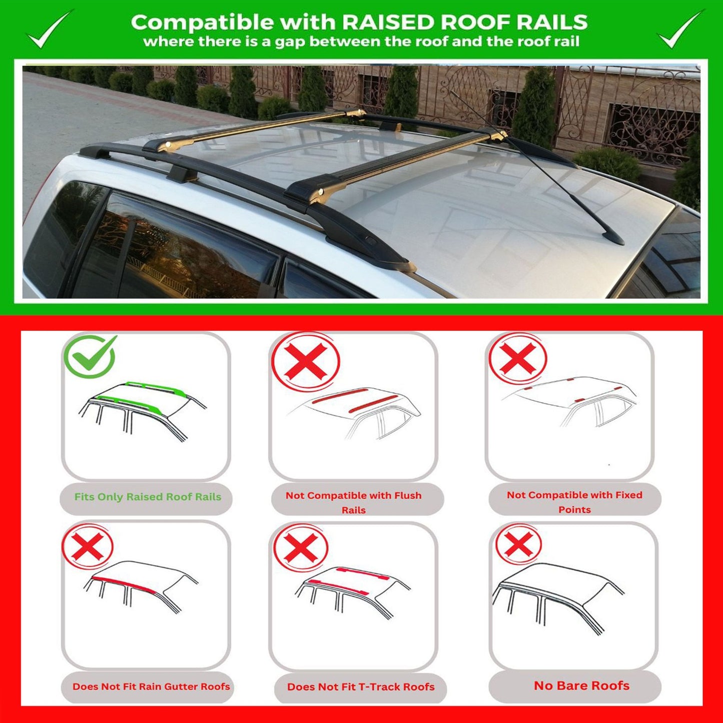 Roof Rack Cross Bars for Skoda Kamiq 2020 Onwards Lockable Roof Bars 2 Pcs Black