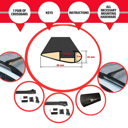 Roof Rack Cross Bars for Nissan Armada 2017+ Lockable Roof Bars 2 Pcs Black