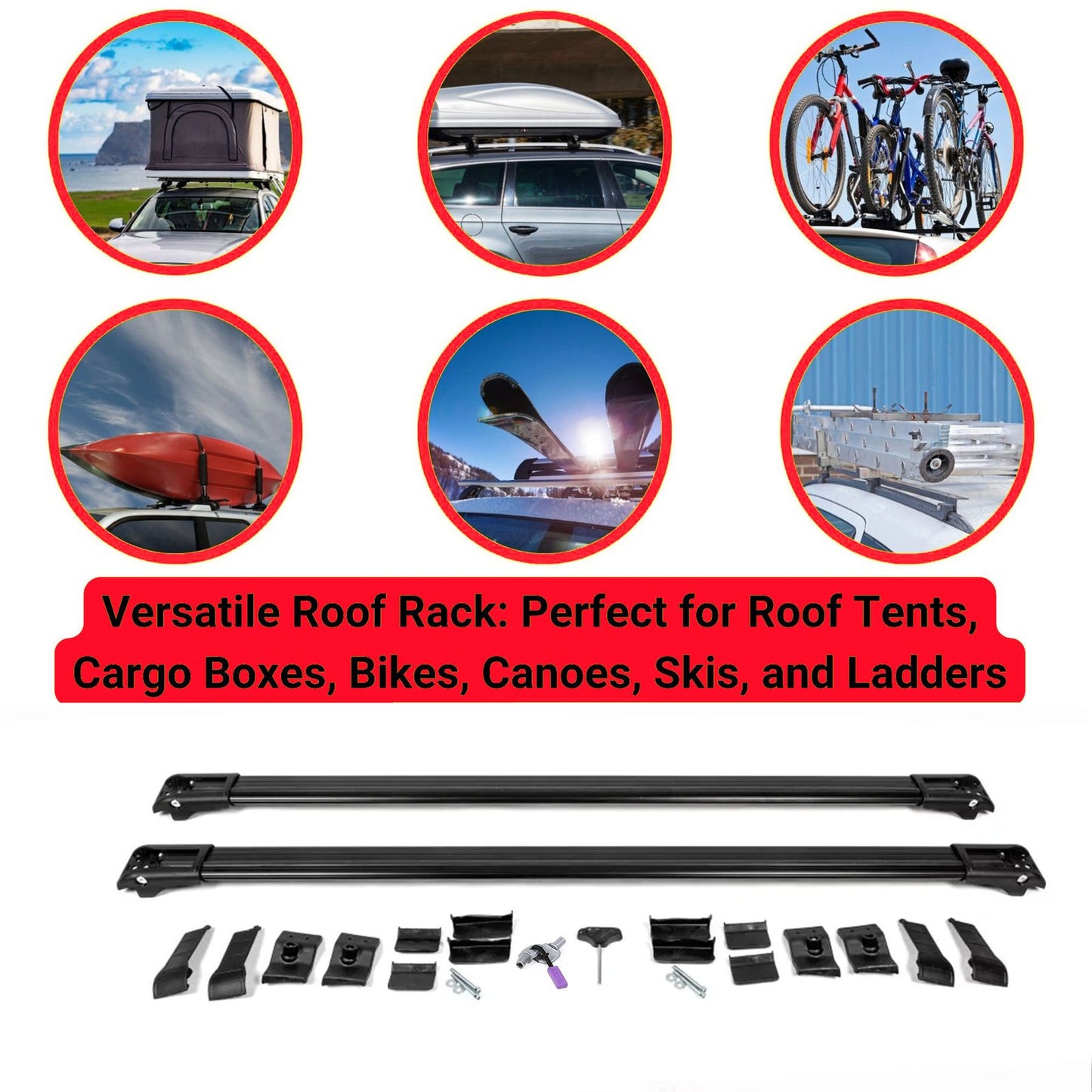 Roof Rack Cross Bars for Vw Transporter T6-T6.1 2015+ Lockable Roof Bars 2 Pcs Black