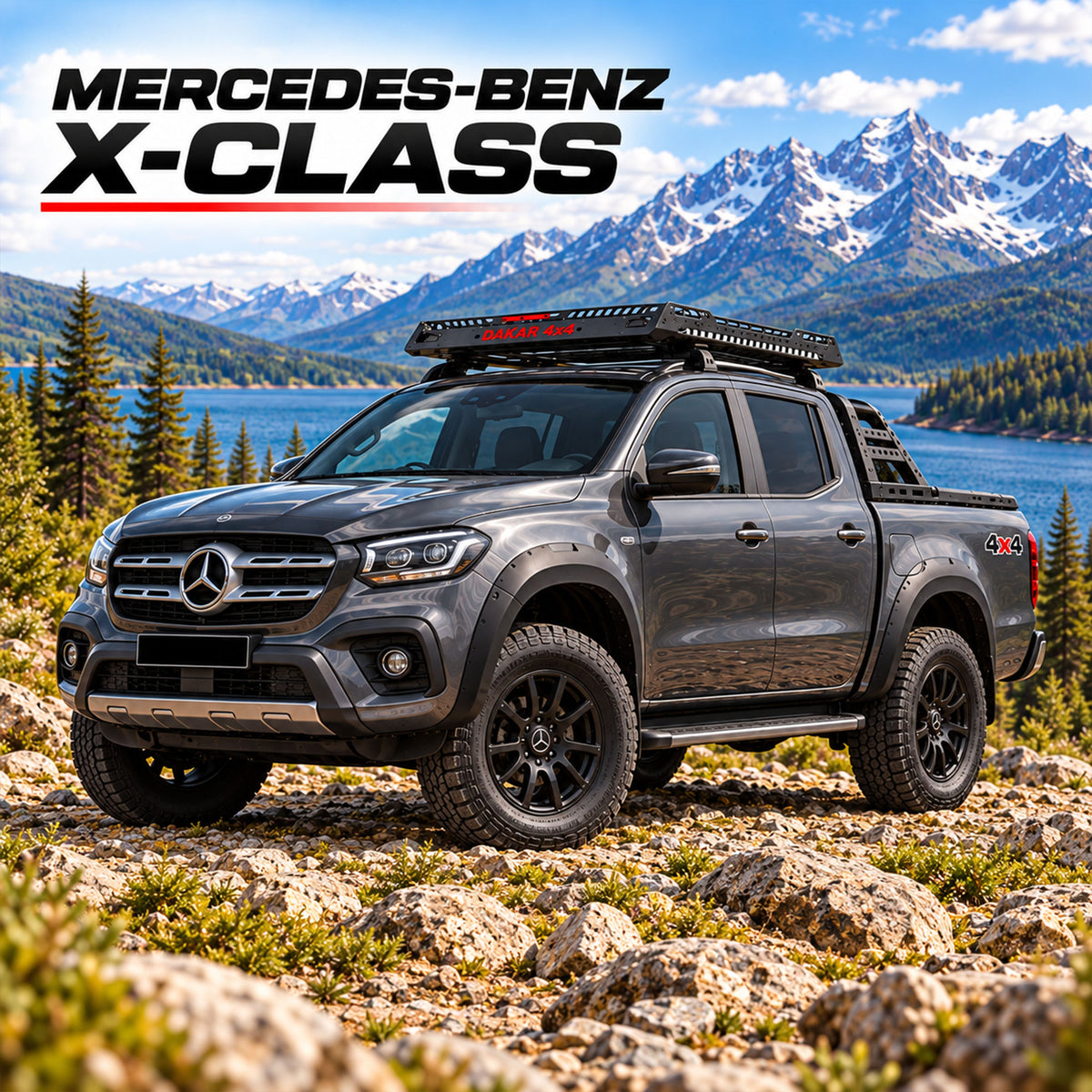 Mercedes X-Class roof rack basket, 120 x 100 cm black steel - view 2