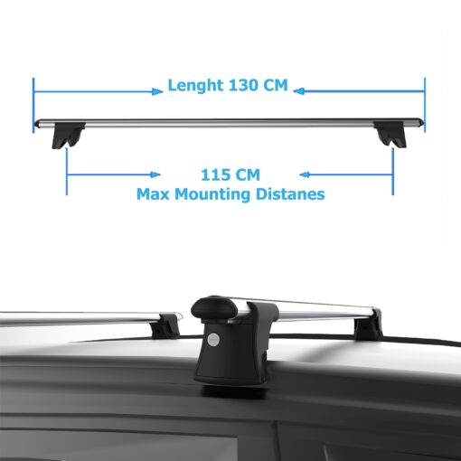 Roof Racks Cross Bars For Peugeot 5008 2017-2023 Lockable2 Pcs Grey - Image 6