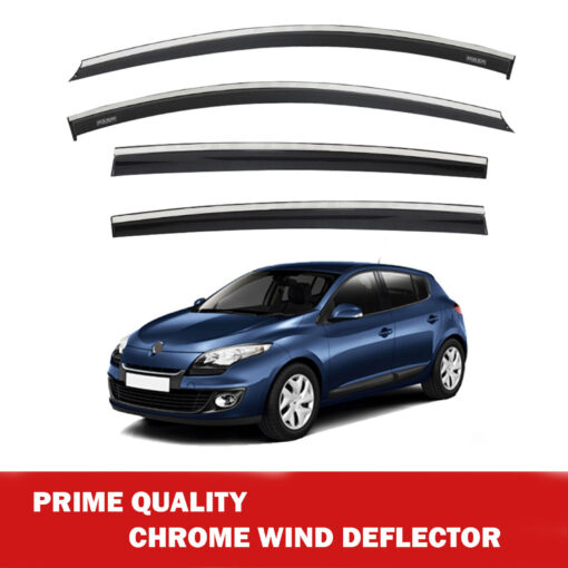 Axenture Chrome Window Wind Deflector Set for Renault Megane III 2011-2015 - Rain & Sun Guard Side Window Vent Visors (4 pcs) - Image 2