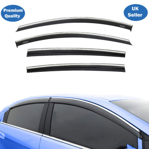 Axenture Chrome Window Wind Deflector Set for Renault Megane III 2011-2015 - Rain & Sun Guard Side Window Vent Visors (4 pcs)