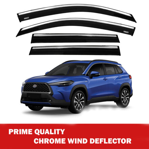 Axenture Chrome Window Wind Deflector Set for Toyota Corolla Cross 2020 Onwards - Rain & Sun Guard Side Window Vent Visors (4 pcs) - Image 2