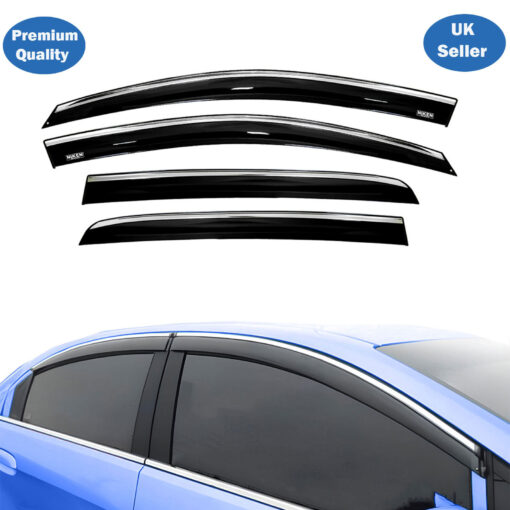 Axenture Chrome Window Wind Deflector Set for Vw Golf 6 2009-2013 - Rain & Sun Guard Side Window Vent Visors (4 pcs)