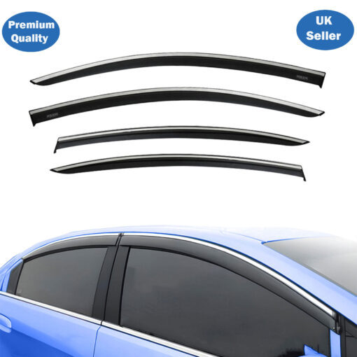 Axenture Chrome Window Wind Deflector Set for Vw Passat B7 2011-2014 - Rain & Sun Guard Side Window Vent Visors (4 pcs)