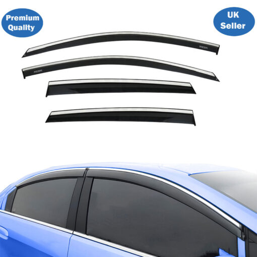 Axenture Chrome Window Wind Deflector Set for Vw Polo 2018 Onwards - Rain & Sun Guard Side Window Vent Visors (4 pcs)