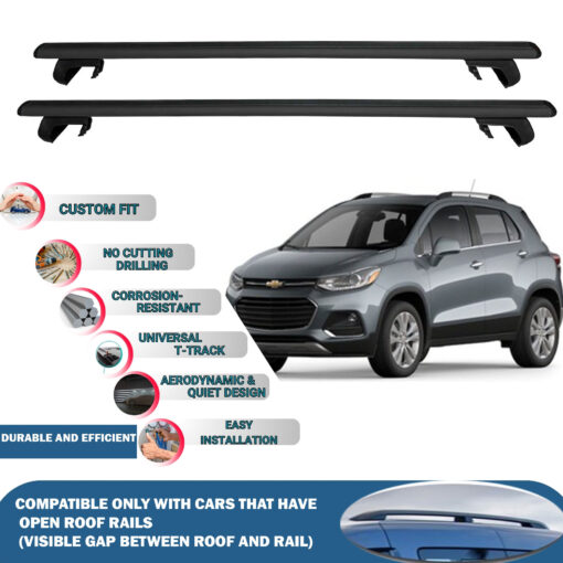 Roof Rack Cross Bars Compatible with Chevrolet Trax 2013-2020, Fits Raised Roof Rails with Gap to Car Roof, Ideal Rail Carrier for Roof Tents, 2-Piece Black